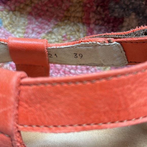 El Naturalista Cares Code ND21 39 Sunset Orange Leather T-strap wedge sandals - Picture 7 of 8